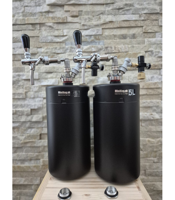 2 x 5 L Dvojstenný Gastream BLACK s dvoma chróm pípami