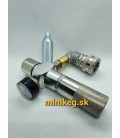 Regulator with gauge 0-60 psi for 8g cartridges non threated on jolly stainless steel barb connector